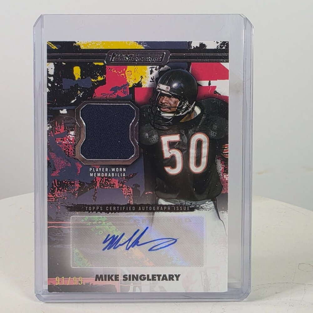 Mike Singletary Autographed Topps Composite Patch Memorabilia Card